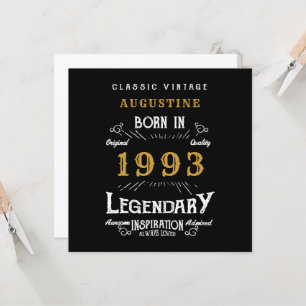 30. Geburtstag 1993 Retro Schwarz Gold Grußkarte Karte
