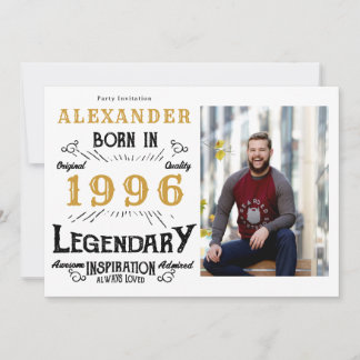 30. Geburtstag 1996 Legende Weiß & Gold Foto Einladung