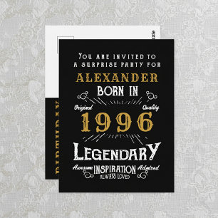 30. Geburtstag 1996 Schwarze Gold Legende Einladun Postkarte