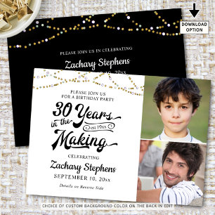 30. Geburtstag 30 JAHRE IM MAKING Black Gold Einladung