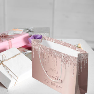 30. Geburtstag 30 Rose Gold Glitzer Tropfen pink Große Geschenktüte