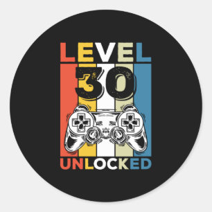 30. Geburtstag 30. Stufe Entsperrt 30 Gaming Vinta Runder Aufkleber