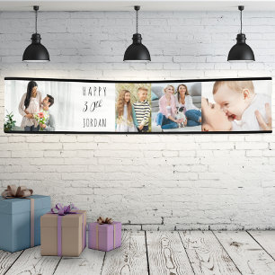 30. Geburtstag 4 Foto Personalisierter Streifen Banner