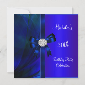 30. Geburtstag Abstrakt Blue Diamond Bow Einladung