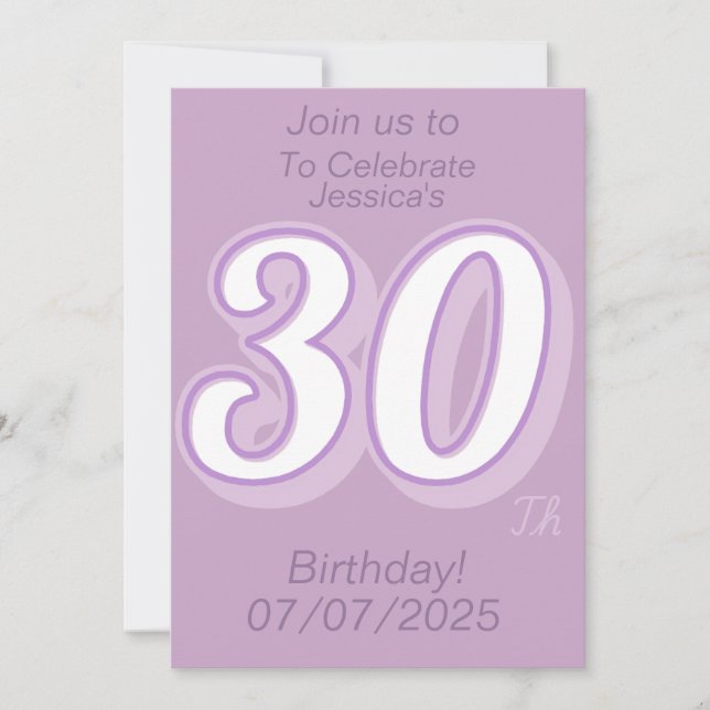 30. Geburtstag Anpassbare Party Einladung (Vorderseite)