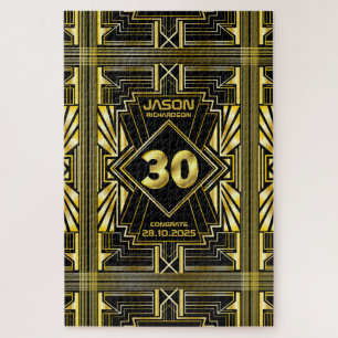 30. Geburtstag Art Deco Gold Black Great Gatsby Puzzle