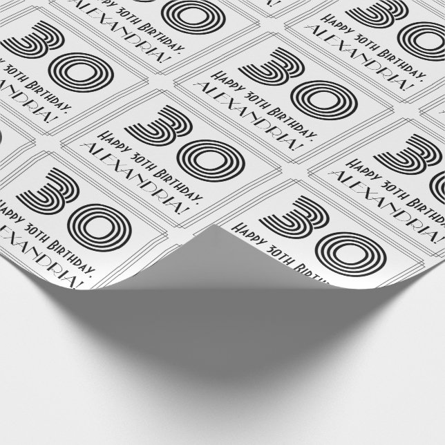 30. Geburtstag: Art Deco Inspiriert Stil "30" + Na Geschenkpapier (Ecke)