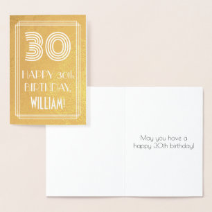 30. Geburtstag – Art Deco inspiriertes Aussehen "3 Folienkarte