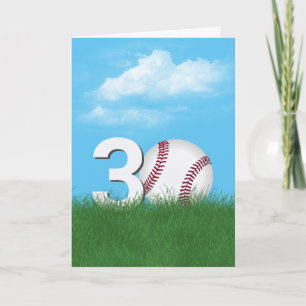 30. Geburtstag Baseball im Grünen Gras Karte
