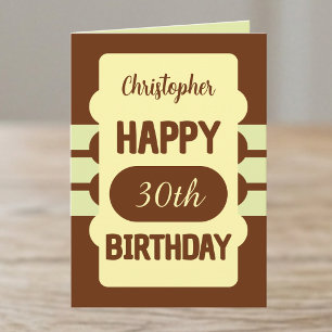 30. Geburtstag benutzerdefinierter Name braun gelb Karte