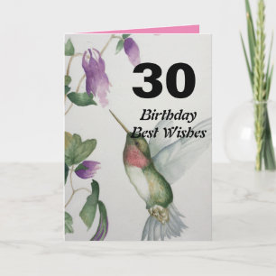 30. Geburtstag Beste Wünsche Hummingbird Blume Karte