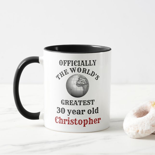 30. Geburtstag Bester 30-jähriger Name hinzufügen Tasse (Mit Donut)