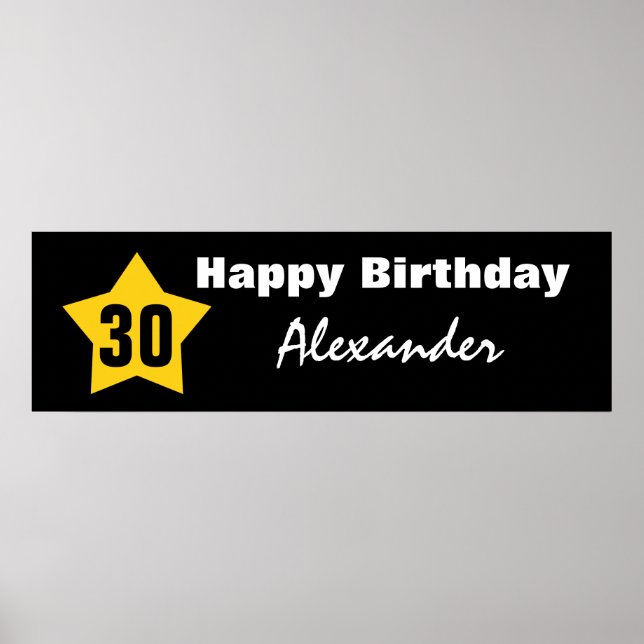 30. Geburtstag Big Star Banner Individuelle Name V Poster (Vorne)