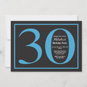 30. Geburtstag Blau und schwarzes Tafel-Design Einladung