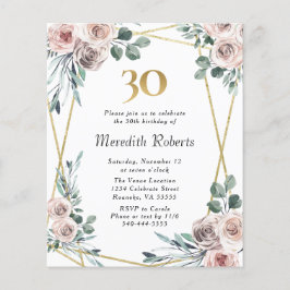 30. Geburtstag Blumengolden Party Einladung
