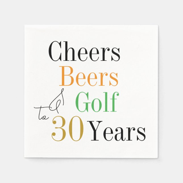 30. Geburtstag Cheers and Biers Golf Party Serviette (Vorderseite)