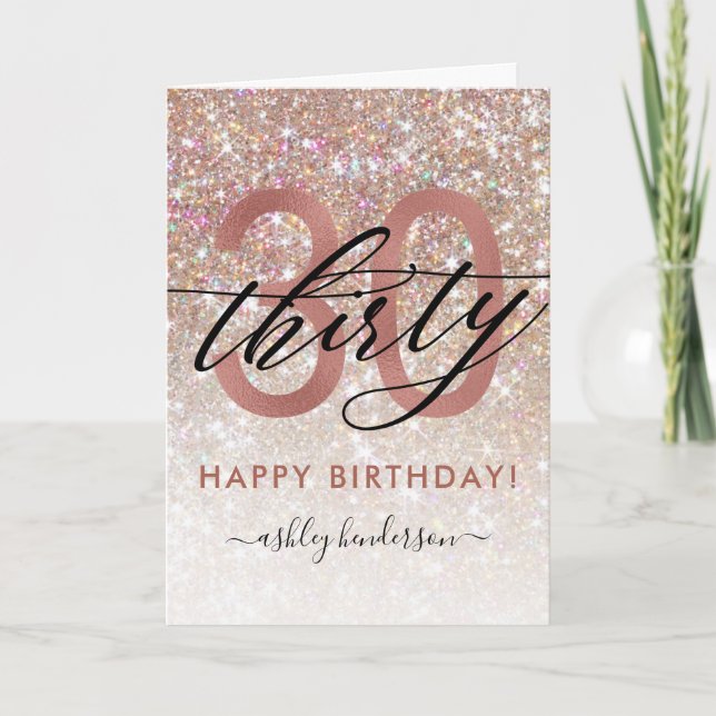 30. Geburtstag Chic Glitzer Ombre Card Karte (Vorderseite)