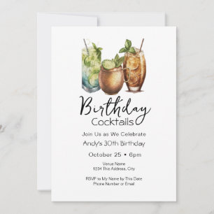 30. Geburtstag Cocktails Lässige Einladung