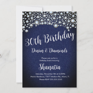 30. Geburtstag Denim Diamonds Gem Diamonds Einladung