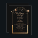 30. Geburtstag Dreißig Celestial Black Gold Einladung<br><div class="desc">30. Geburtstag 30. Celestial Mystical Black Gold Sun Moon Astronomie Einladungen Einladungen bietet goldene Sonne,  Mond und Sterne mit einem goldenen Rahmen auf einem schwarzen Hintergrund. Im Inneren finden Sie Ihre persönlichen Informationen zur Geburtstagseinladung. Entworfen für Sie von Evco Studio. Anzeigen der koordinierenden Auflistung unter www.zazzle.com/store/evcostudio</div>