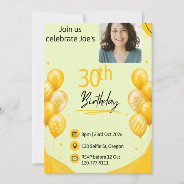 30. Geburtstag Einladung (Vorderseite)