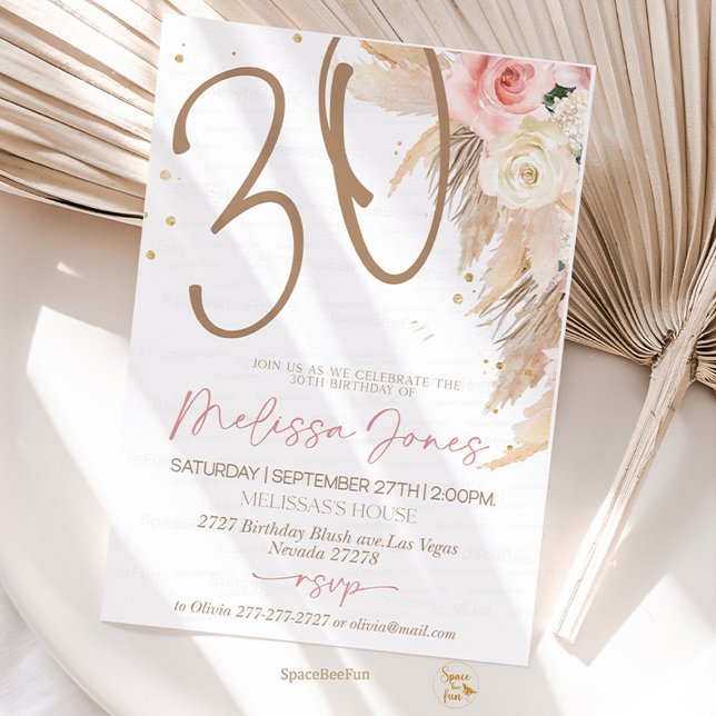 30. Geburtstag Einladung Boho Brunch Einladung (30th birthday Invitation,Brunch Invitation,30th birthday invite,for her Adult Birthday,boho party bi)