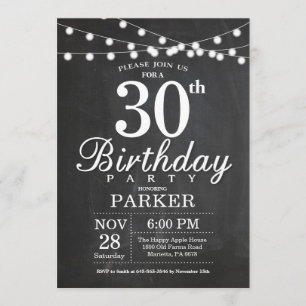 30. Geburtstag Einladung Chalkboard String Lights