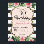 30. Geburtstag Einladung Frauen. Floral Gold Black<br><div class="desc">30. Geburtstag Einladung für Frauen. Black and Gold Geburtstagsparty einladen. Gold Glitzer. Rosa Aquarellfarbene Blume mit Blumen. Schwarze und weiße Streifen. Printable Digital. Für weitere Anpassungen klicken Sie bitte auf die Schaltfläche "Anpassen" und verwenden Sie unser Designwerkzeug,  um diese Vorlage zu ändern.</div>