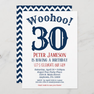 30. Geburtstag Einladung Mens Navy Blue
