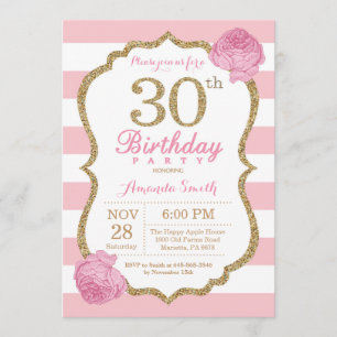 30. Geburtstag Einladung Pink und Gold Floral