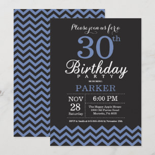 30. Geburtstag Einladung Schwarz und Blau