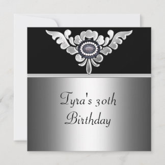 30. Geburtstag Elegant Black Silver White Jewel Einladung