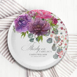 30. Geburtstag, Elegant und Blumen Pappteller<br><div class="desc">30 und fabelhaft Elegant Floral 30. Geburtstag Party Paper Tellers bietet ein stilvolles Aquarell Blume Bouquet in Rosa,  lila und bordeauxrot mit Grün. Fügen Sie einfach Ihren eigenen Text für Ihre dreißigste Geburtstagsparty hinzu. Personalisiert,  indem Sie den Text in den dafür vorgesehenen Textfeldern bearbeiten. Entworfen von ©Evco Studio www.zazzle.com/store/evcostudio</div>
