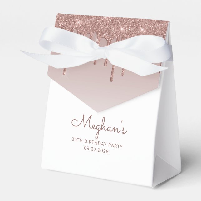 30. Geburtstag Elegante Rose Gold Glitzer Tropfen Geschenkschachtel (Vorderseite)