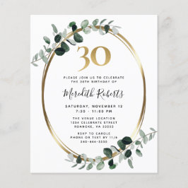 30. Geburtstag Eukalyptus Gold Party Einladung
