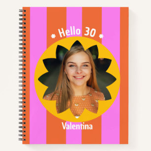 30. Geburtstag farbenfroher Foto-Name trendy süß Notizbuch