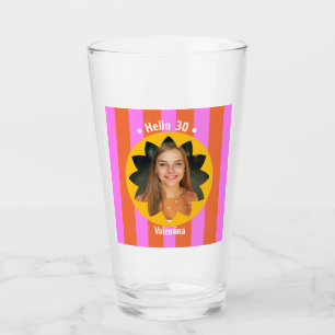 30. Geburtstag farbenfrohes Foto pink gelb trendy Glas