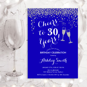 30. Geburtstag - Feiern bis 30 Jahre Royal Blue Einladung