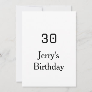 30. Geburtstag fett gedruckter Name Datum einfach Einladung