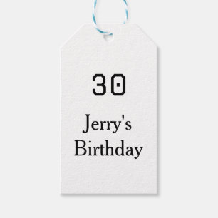 30. Geburtstag fett gedruckter Name Datum einfach Geschenkanhänger