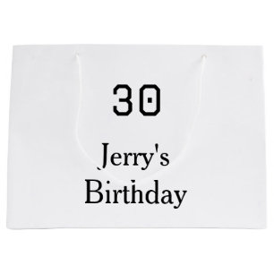 30. Geburtstag fett gedruckter Name Datum einfach  Große Geschenktüte