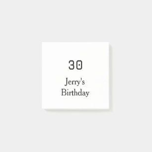 30. Geburtstag fett gedruckter Name Datum einfach Post-it Klebezettel