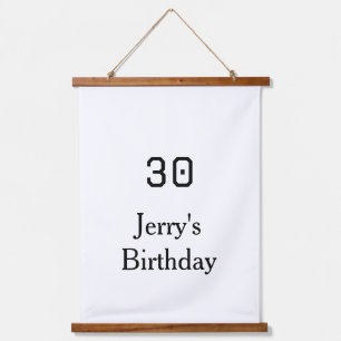 30. Geburtstag fett gedruckter Name Datum einfach  Wandteppich Mit Holzrahmen