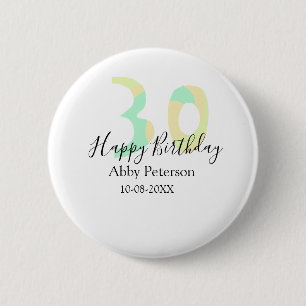 30. Geburtstag fett geschriebene Buchstaben Pastel Button