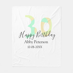 30. Geburtstag fett geschriebene Buchstaben Pastel Fleecedecke