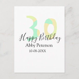 30. Geburtstag fett geschriebene Buchstaben Pastel Postkarte