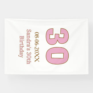 30. Geburtstag fett rosa goldener Name Datum einfa Banner