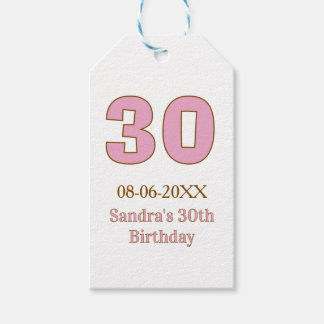 30. Geburtstag fett rosa goldener Name Datum einfa Geschenkanhänger