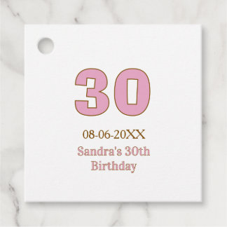 30. Geburtstag fett rosa goldener Name Datum einfa Geschenkanhänger