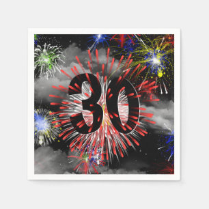 30. Geburtstag Feuerwerk in Wolken Serviette
